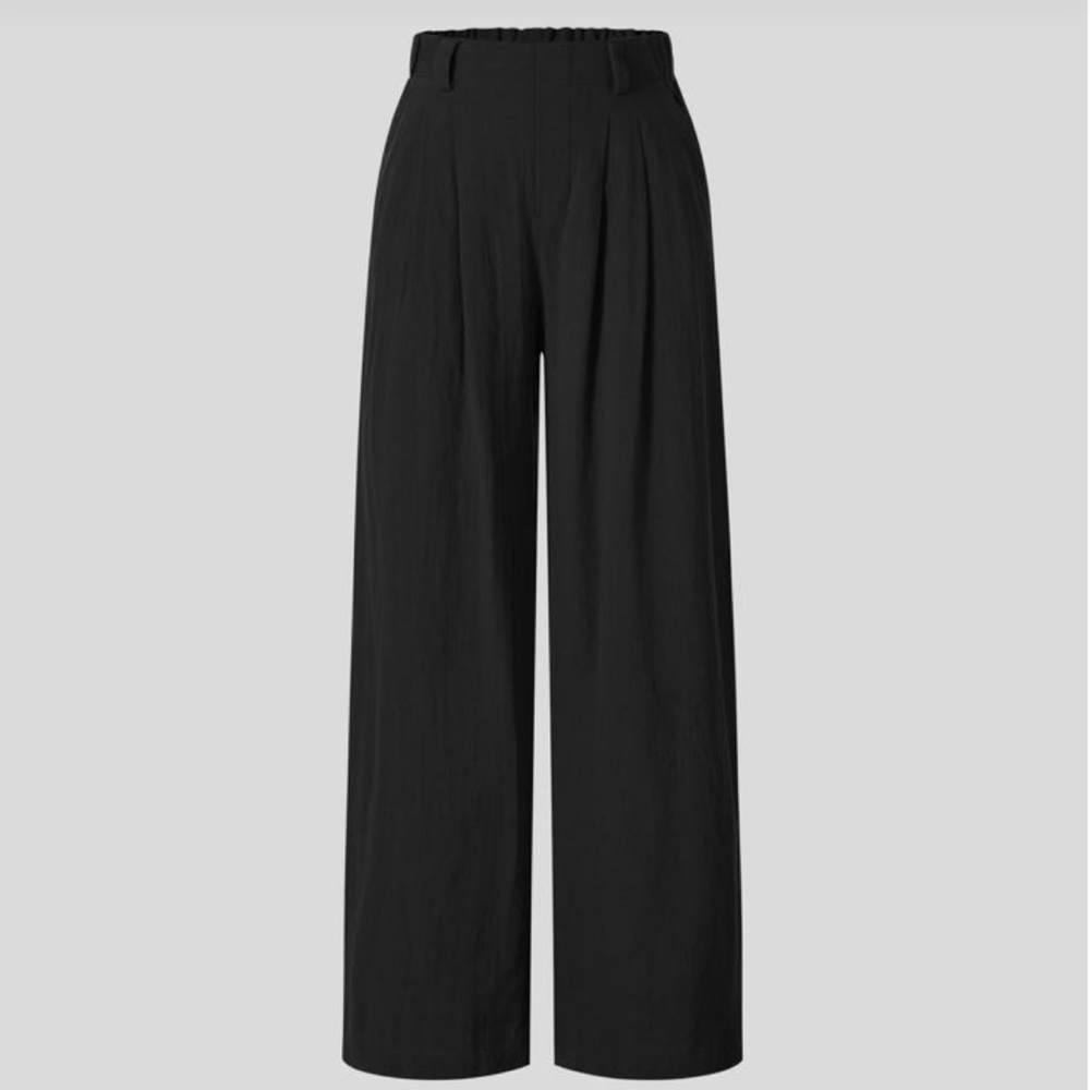NWT HALARA High Waisted Pocket Wide Leg Flowy Palazzo Casual Linen-Feel - Picture 3 of 12